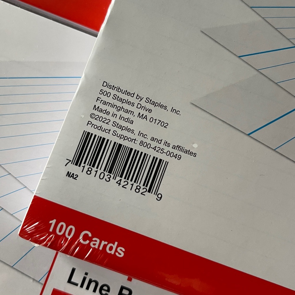 500 Staples 5x8 Line Ruled Index Cards - Picture 3 of 3